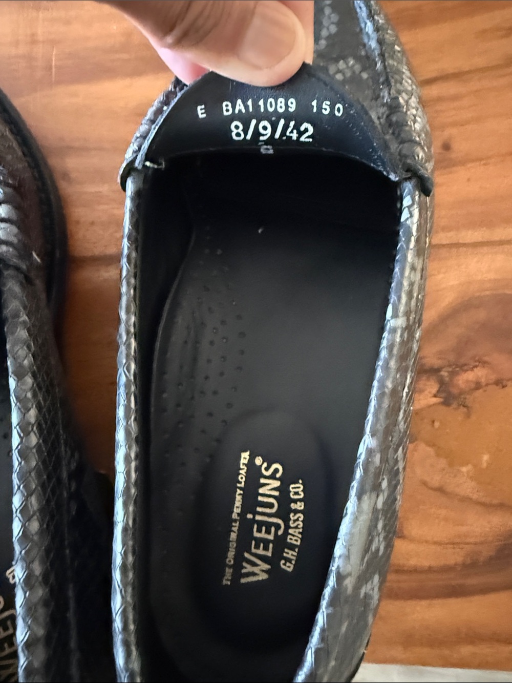 Weejuns Dark Gray Snake-Embossed Leather Penny Loafers - Picture 4 of 7